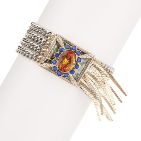 Sam Edelman Fringe Medallion Multi Row Bracelet - Picture 2 of 3